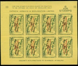 CANADA, #CL25e 1926 5¢ on 50¢ Ovpt in green, Patricia Airways, sheet of 8,