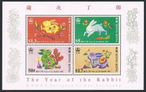 Hong Kong 485a sheet, MNH. Mi Bl.7. Lunar New Year of the Hare, 1987. Rabbits.