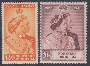 SG 48/49 Northern Rhodesia 1948 Silver wedding set. Fine unmounted mint CAT £120