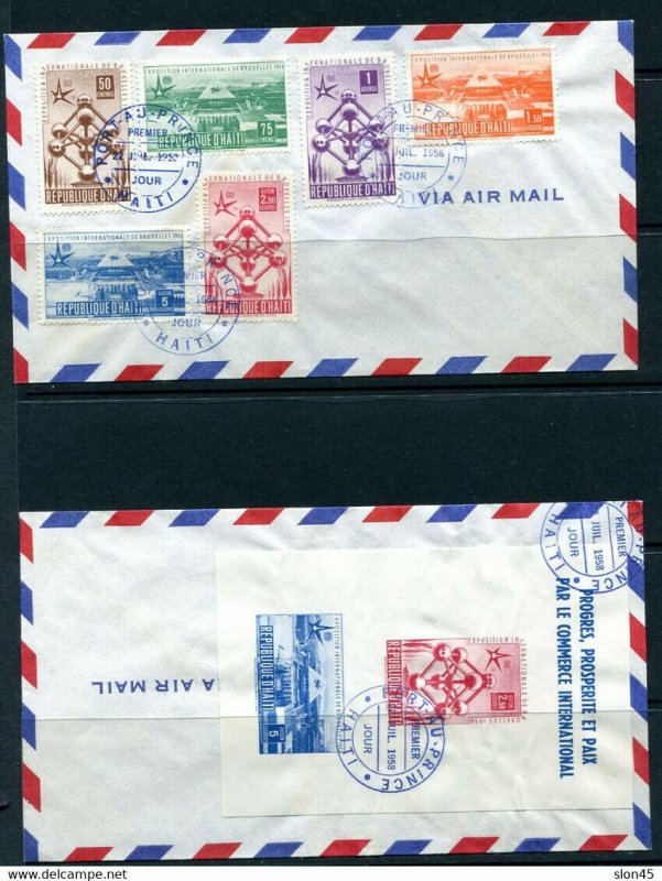 Haiti 1958 2 Covers Souvenir Sheet+stamps  Port Au Prince 12967 