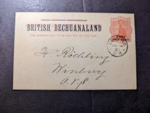 1895 British Bechuanaland Overprint Postcard Cover Vryburg to Winbury