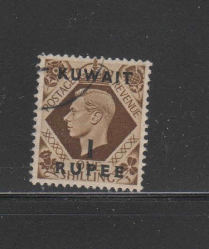KUWAIT #79  1948  1r on 1sh   KING GEORGE VI SURCHARGED   F-VF  USED  h