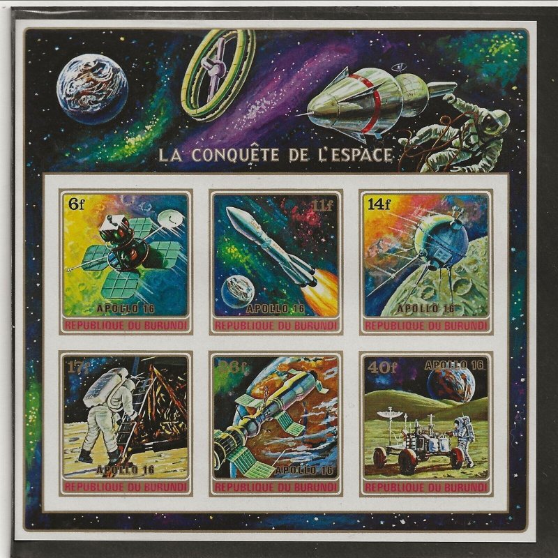 BURUNDI Sc 379-84+384A+C156 NH PERF & IMPERF SETS+S/S of 1972 - SPACE