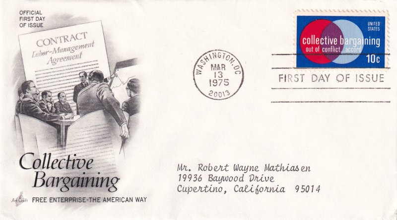 1975, Honoring Collective Bargaining, Art Craft, FDC (E12287)