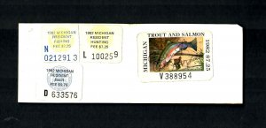 DS 1982  Michigan Trout &Salmon  Stamp Passbook & Permits Fishing Hunting  Deer