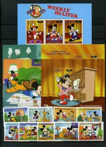 ST.VINCENT 1998 DISNEY MICKEY MOUSE 70th BIRTHDAY 9 STAMPS, SHEET & 4 S/S MNH