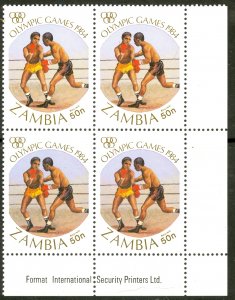 ZAMBIA 1984 50n BOXING Los Angeles OLYMPICS IMPRINT BLK 4 Sc 307 MNH