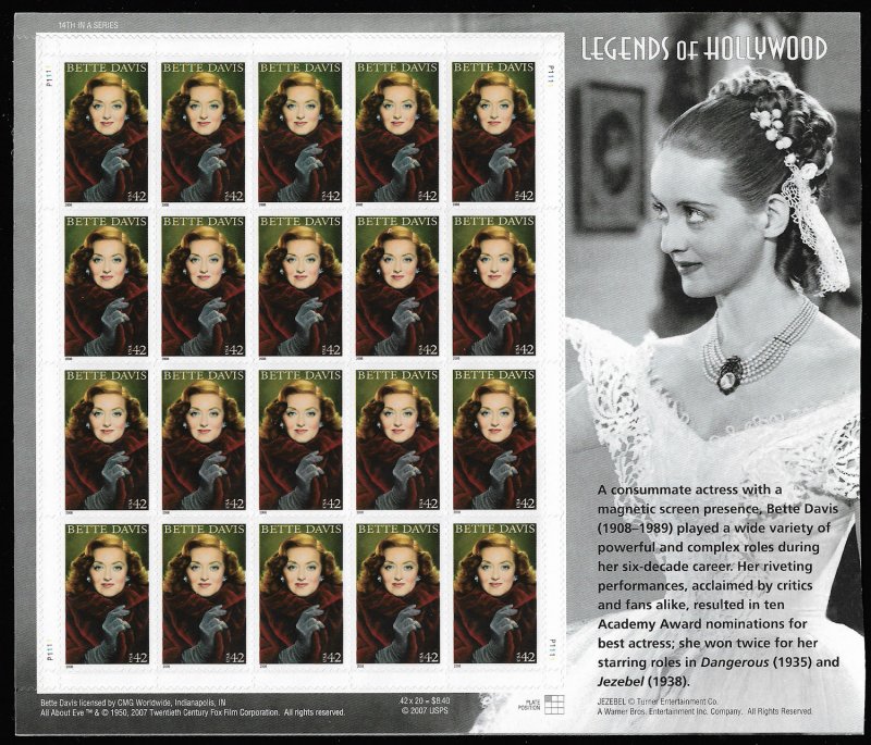 US #4350 42c Bette Davis,  VF/XF mint never hinged, famous actress,  CHOICE S...