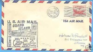 90E30, GRAND ISLAND, NEB. - MID-WEST A/L 1949 AM 90, FIRST FLIGHT AIRMAIL COVER