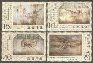 KOREA NORTH Sc# 1295 - 1298 MNH FVF Set4 Tomb Murals Suzaku Painting