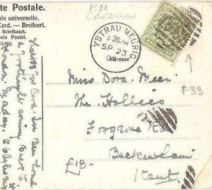 GB WALES Cover 1908 GB Cardigan *Ystrad Meurig* Postcard *F33*4VOS Numeral AN106 