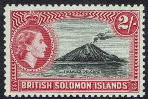 BRITISH SOLOMON ISLANDS 1956 QEII VOLCANO 2/- WMK MULTI SCRIPT CA MNH **