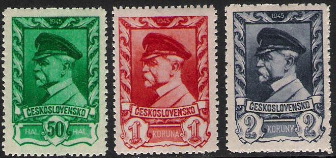 Czechoslovakia-1945/46  set of 3-sc# 263-65 MNH