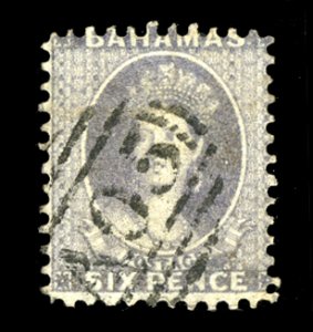 Bahamas #7 (SG 11) Cat£500, 1862 6p gray violet, used