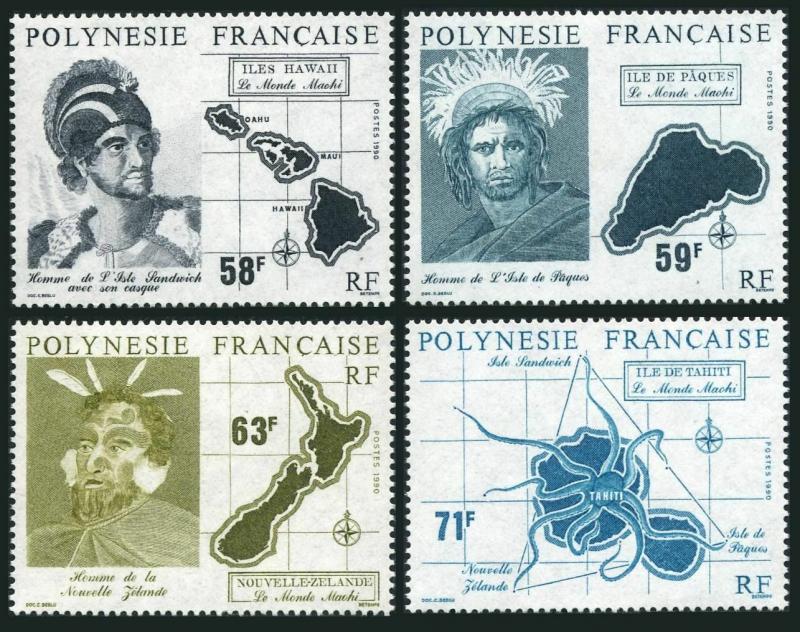 Fr Polynesia 534-537,MNH.Michel 553-556. Maohi settlers,maps.1990.