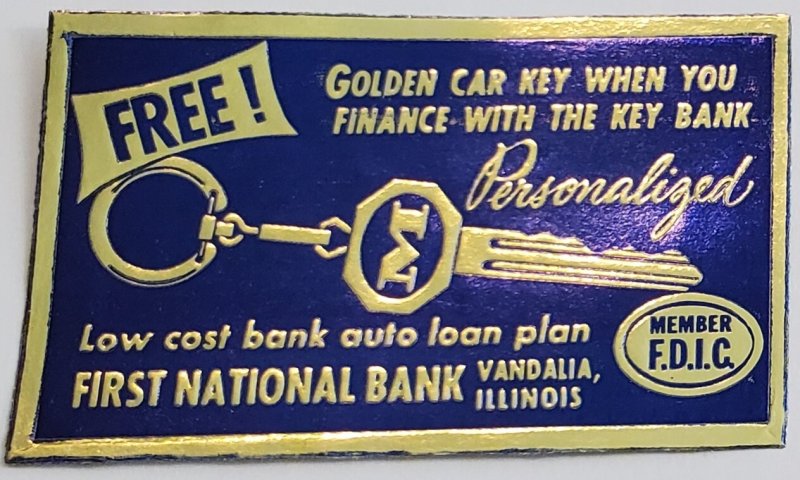 US Cinderella First National Bank Personalized Golden Car Key Advertisement MNH