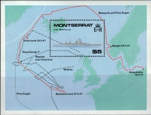 ZAYIX 1990 Montserrat 735 MNH souvenir sht WWII Maps Bismarck Ships 071522SM12M