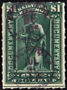 R173 $1.00 Documentary Stamp (1898) Used/CDS