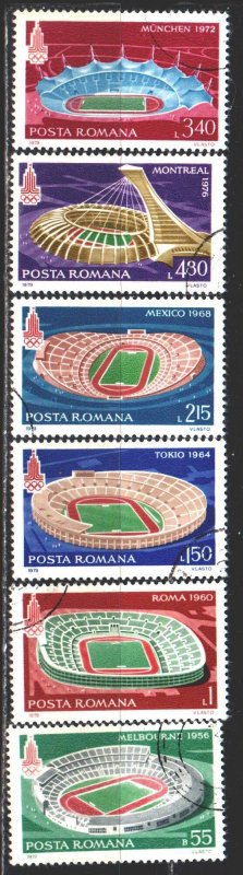 Romania. 1979. 3625-30. Olympic stadiums. USED.