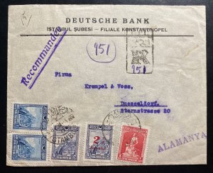 1928 Istanbul Turkey German Bank Commercial Cover To Düsseldorf Germany