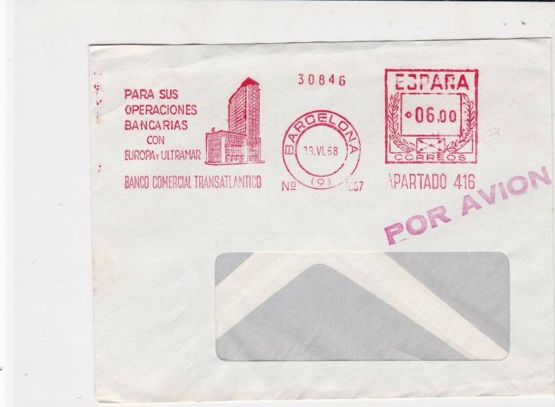 Espana Spain 1968 Banco Comercial Transatlantico Airmail Stamps Cover ref R17615