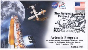 23-158, 2023, NAPEX, Event Cover, Pictorial Postmark, The Artemis Project, Space