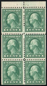 US #498e BOOKLET PANE, F/VF+ mint never hinged, position J, Super Nice!