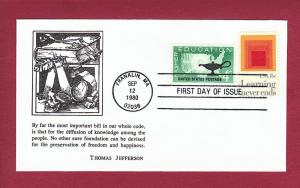 1980 15c AMERICAN EDUCATION #1833, FDC, K. M. C. Venture