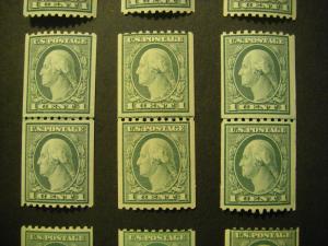 Scott 486, 1c Washington vert coil, MNH LINE PAIR, Nice