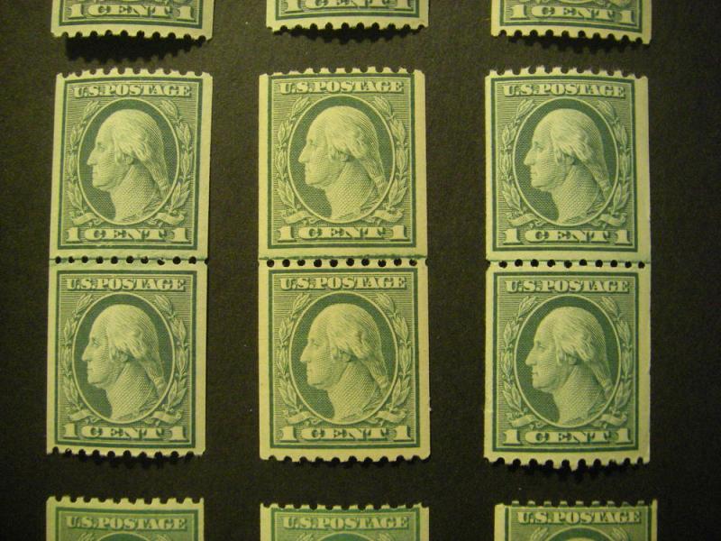 Scott 486, 1c Washington vert coil, MNH LINE PAIR, Nice