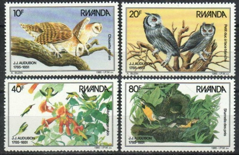 Rwanda Stamp 1226-1229  - Audubon birds