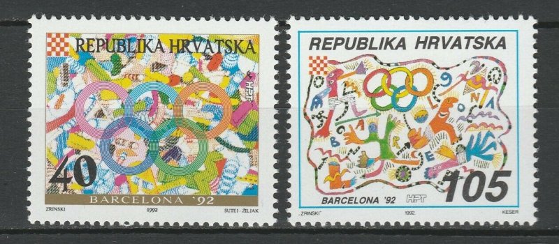 Croatia 1992 Olympic Games - Barcelona 2 MNH Stamps