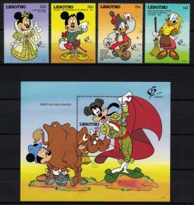 LESOTHO 1992 - Disney characters, spanish costumes / complete set + sheet MNH