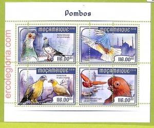 B0572 - MOCAMBIQUE - MISPERF ERROR Stamp Sheet - 2018 - BIRDS, PIGEONS-