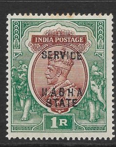 INDIA-NABHA SGO38 1913 1r RED-BROWN & DEEP BLUE-GREEN MTD MINT (r)