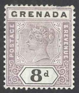 Grenada Sc# 45 MH 1895-1899 8p lilac & black Queen Victoria