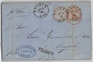 Germany (North German Confederation) 1870 Folded Letter Bremen to USA