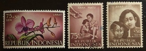 Indonesia Scott#B108, B113-114 Used/Unused Group of 3 F/VF to XF H Cat. $1.00