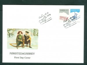 Norway. 1994 FDC Cachet. Christmas Sled, Kick Sled.  Sc# 1070-71.