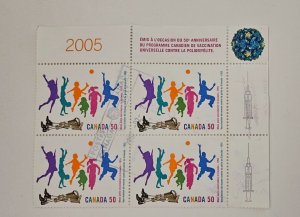 Canada 2005 Polio Vaccination Used Plate Block