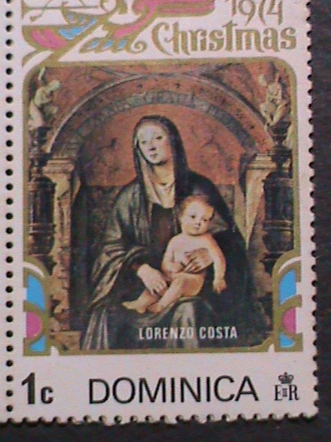 ​DOMINICA-1974 SC#412 PAINTING-VIRGIN $ THE CHILD MNH  STRIP VERY FINE