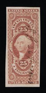 EXCEPTIONAL GENUINE SCOTT #R46a 1862-71 25¢ REVENUE - INSURANCE 1863 USAGE