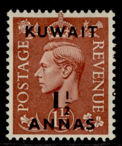 KUWAIT GVI SG66, 1½a on 1½d pale brown, M MINT.