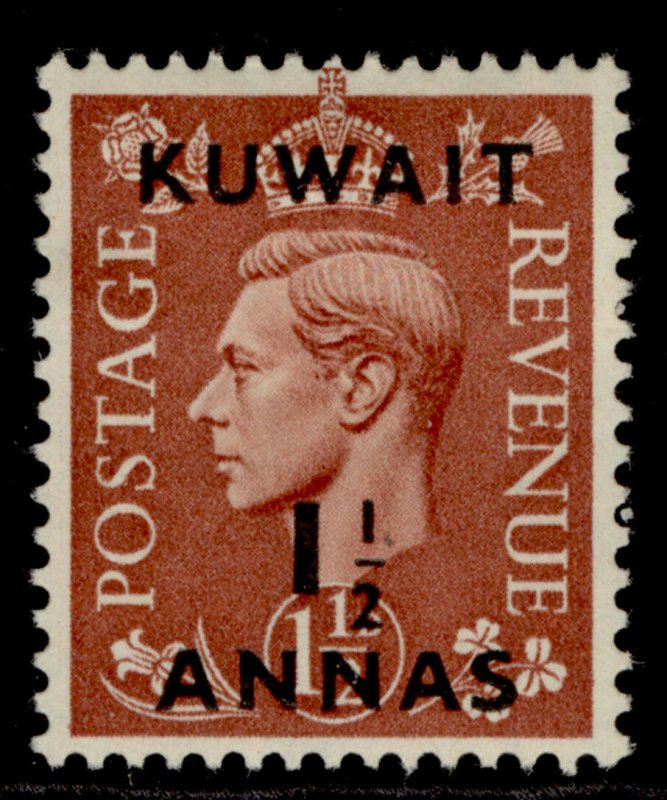 KUWAIT GVI SG66, 1½a on 1½d pale brown, M MINT.