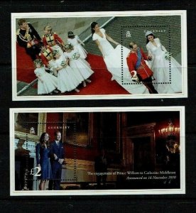 Guernsey: 2011,Royal Wedding, Prince William,  2 M/Sheets, MNH 