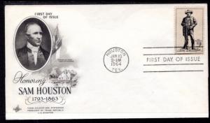 US 1242 Sam Houston Artcraft U/A FDC