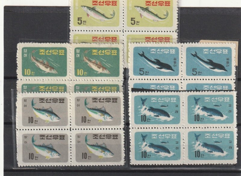 KOREA STAMPS 1961 FISH TUNA WHALE MNH POST BLOCKS RARE