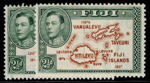 FIJI GVI SG256 + 256b, 2½d PERF VARIETIES, NH MINT.