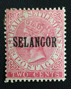 MALAYA 1885 SELANGOR opt Straits Settlements QV 2c MH T.26 SG#33 M3445