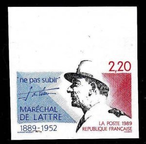 France 1989 Scott 2177  Marshal Jean de Lattre de Tassigny Issue IMPERF XF/NH